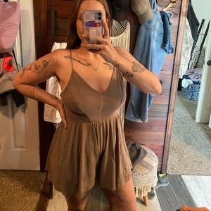 Adorable, women’s light brown short, romper, size large